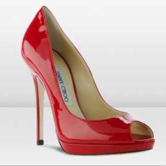 Patent leather peep toe heeled platforms - Picture 2 of 6